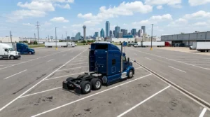 18-wheeler parked at a Dallas commercial truck parking facility