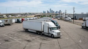 Commercial truck parked near I-35 in Dallas