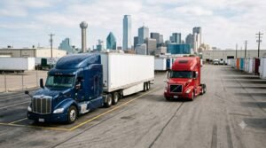 Trailer change and equipment swap at a Dallas commercial truck parking facility